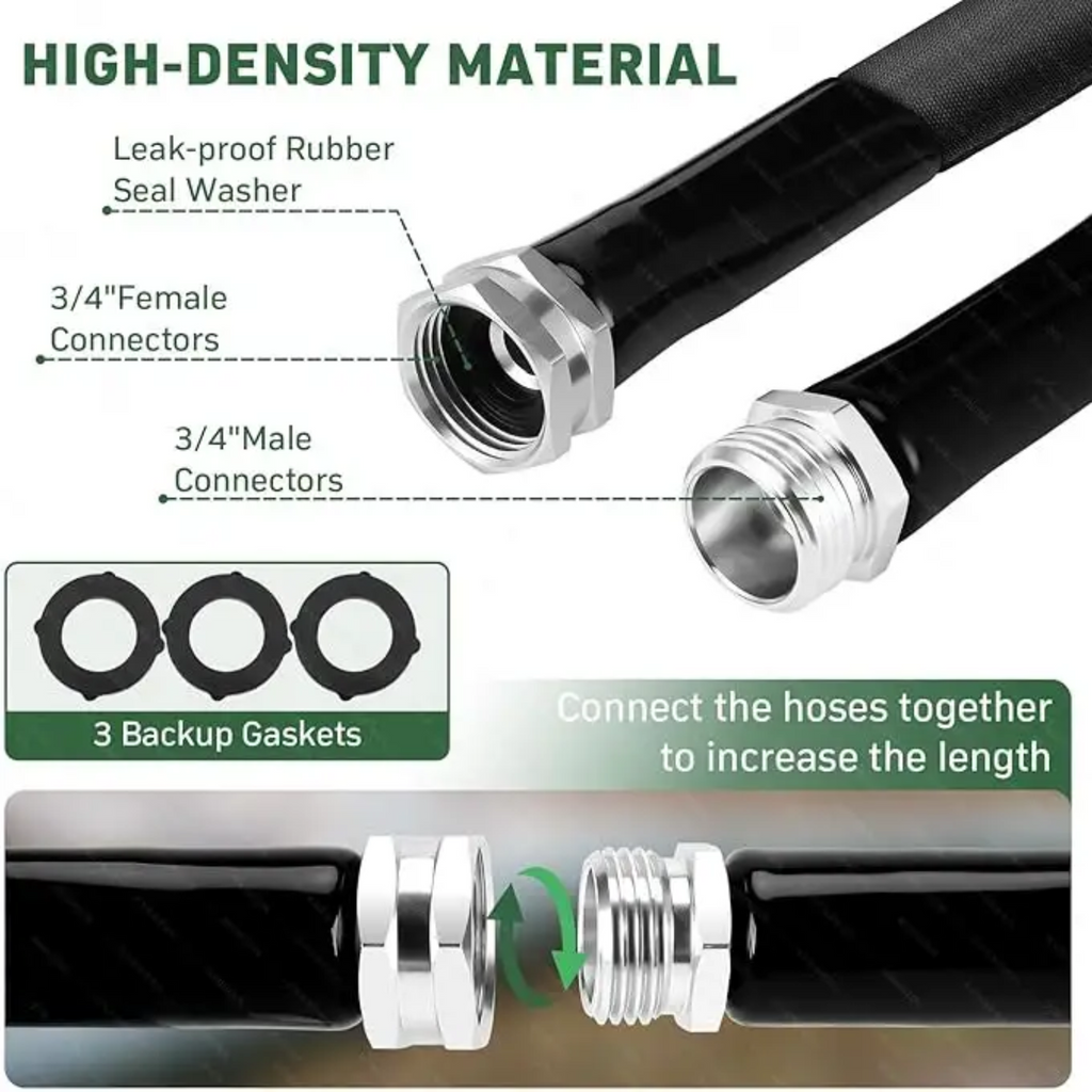 Garden Hose 100ft – Non-Expanding, Flexible, Lightweight with 10 Function Spray Nozzle | Kink-Free Water Hose for Yard, Lawn, Car Wash & Outdoor Use – Northvibe